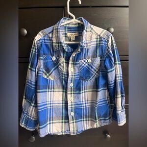Cherokee Kids Blue and Green Plaid Button Down Shirt